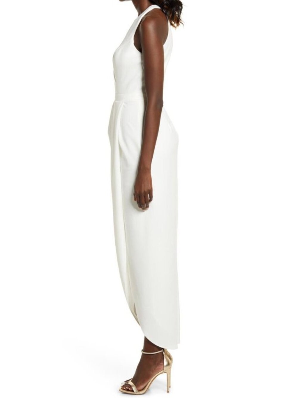 🆕XSCAPE Tulip Hem Sleeveless Gown Dress Ivory 2 - Picture 2 of 11